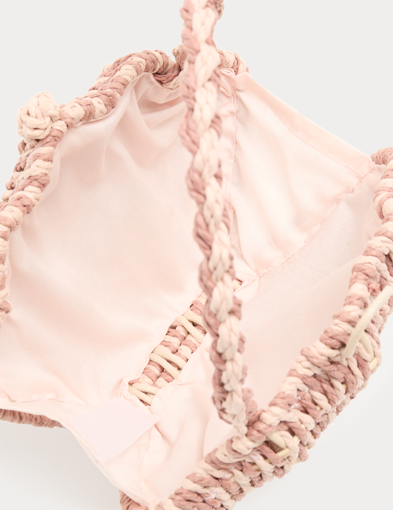 Kids’ Shell Frame Handheld Straw Bag