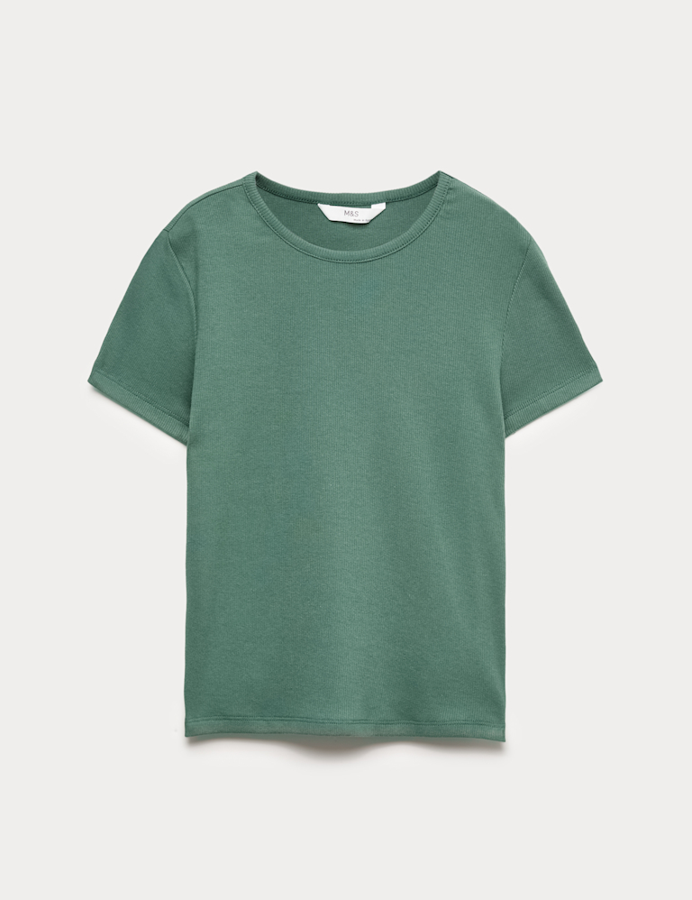 Cotton Rich Ribbed Fitted Crop T-Shirt (6-16 Yrs)