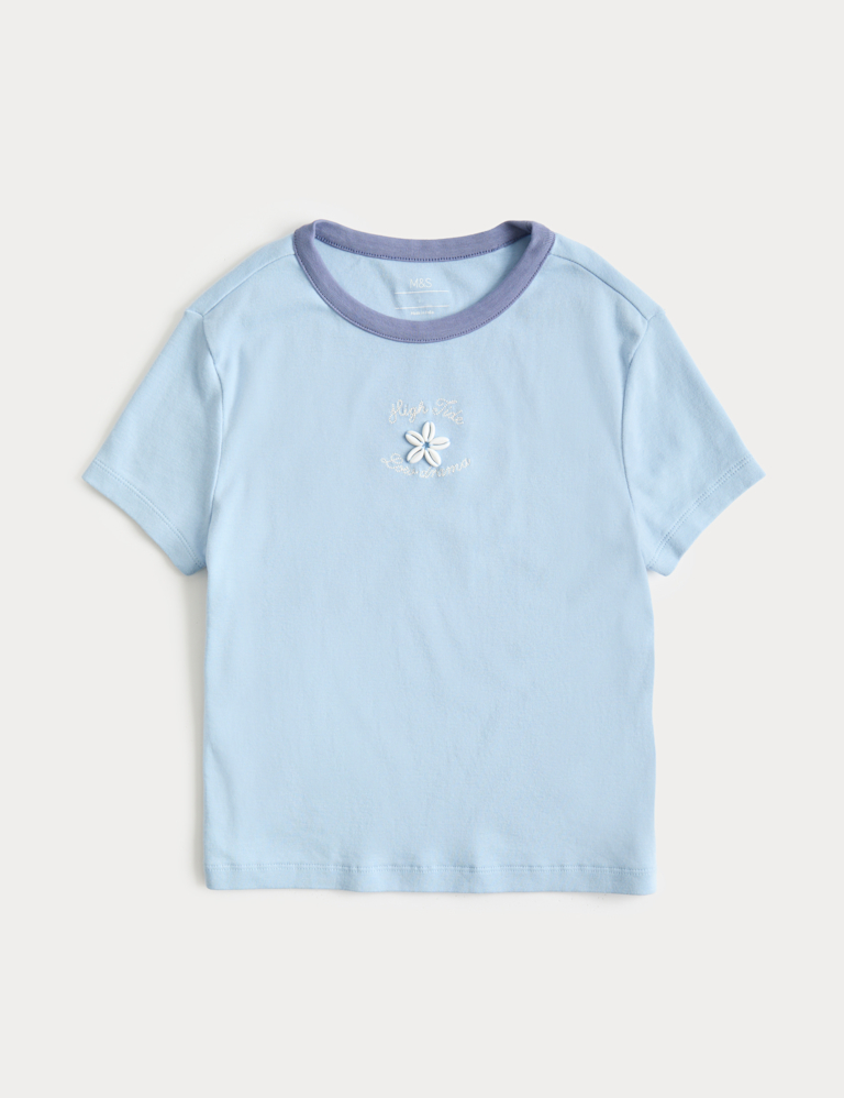 Cotton Rich Beaded Graphic T-Shirt (6-16 Yrs)