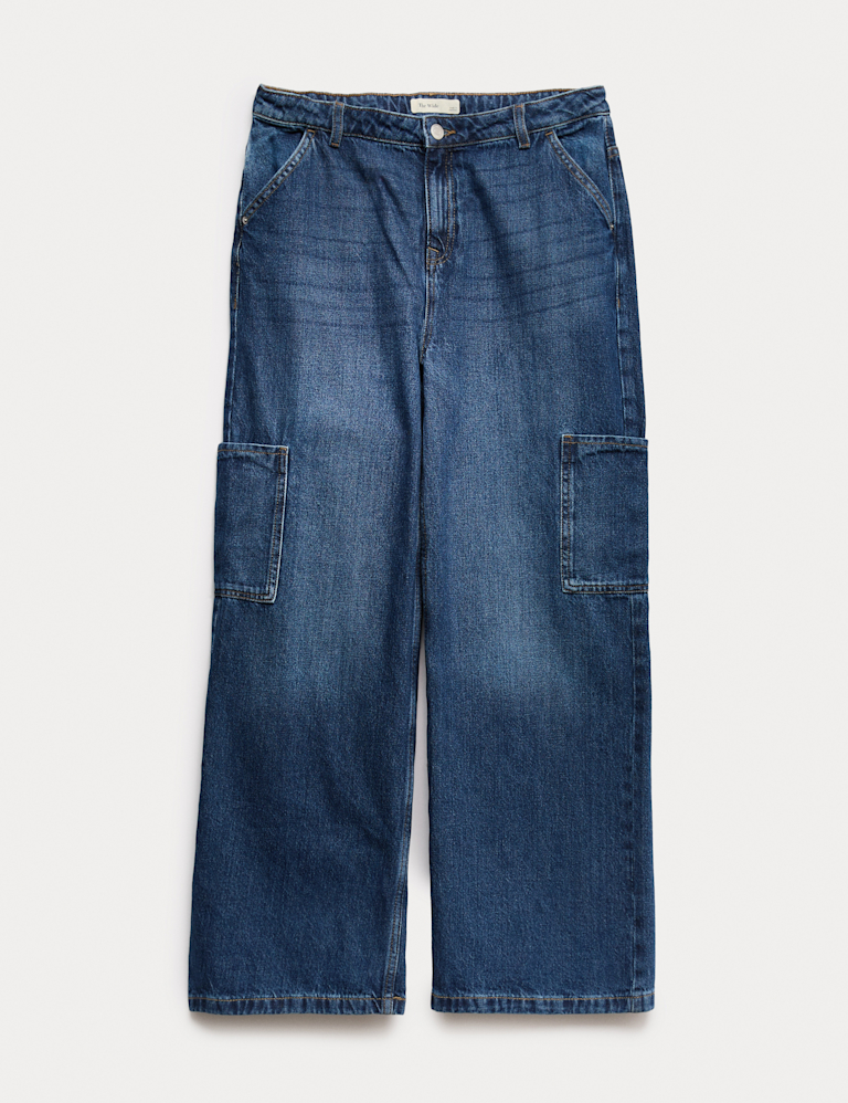 Denim Wide Leg Cargo Jeans (6-16 Yrs) Denim Wide Leg Cargo Jeans (6-16 Yrs)