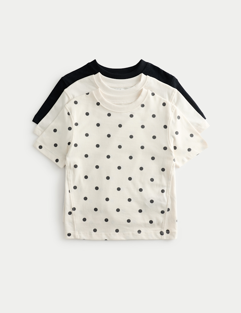 3 Pack Pure Cotton Polka Dot Tops (2-8 Yrs)