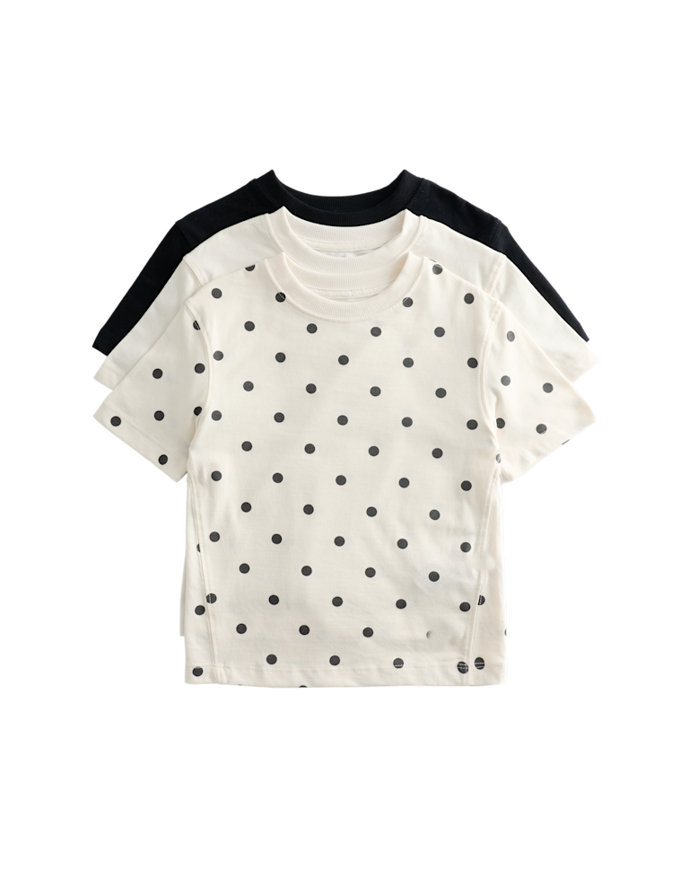 3 Pack Pure Cotton Polka Dot Tops (2-8 Yrs)