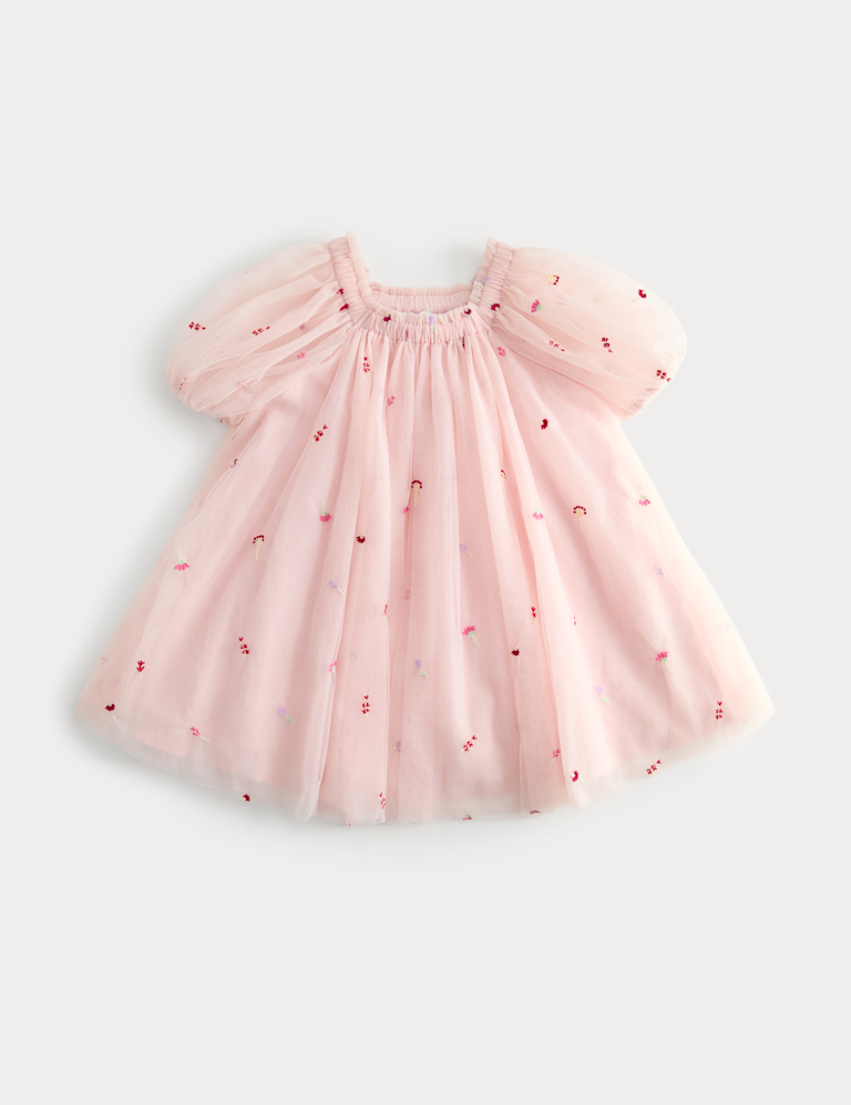 Pure Cotton Floral Embroidered Dress (2-16 Yrs) Pure Cotton Floral Embroidered Dress (2-16 Yrs)