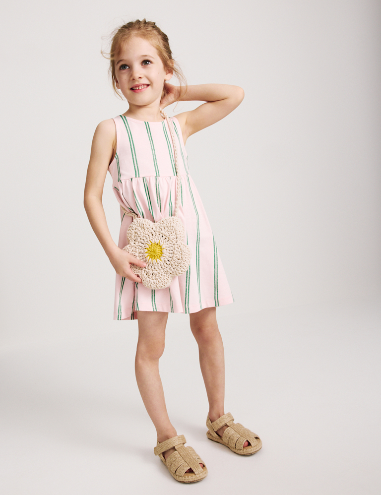 Pure Cotton Striped Sleeveless Dress (2-8 Yrs) Pure Cotton Striped Sleeveless Dress (2-8 Yrs)