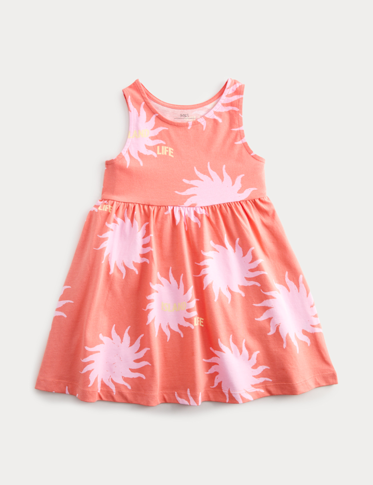 Pure Cotton Sun Print Sleeveless Dress (2-8 Yrs) Pure Cotton Sun Print Sleeveless Dress (2-8 Yrs)