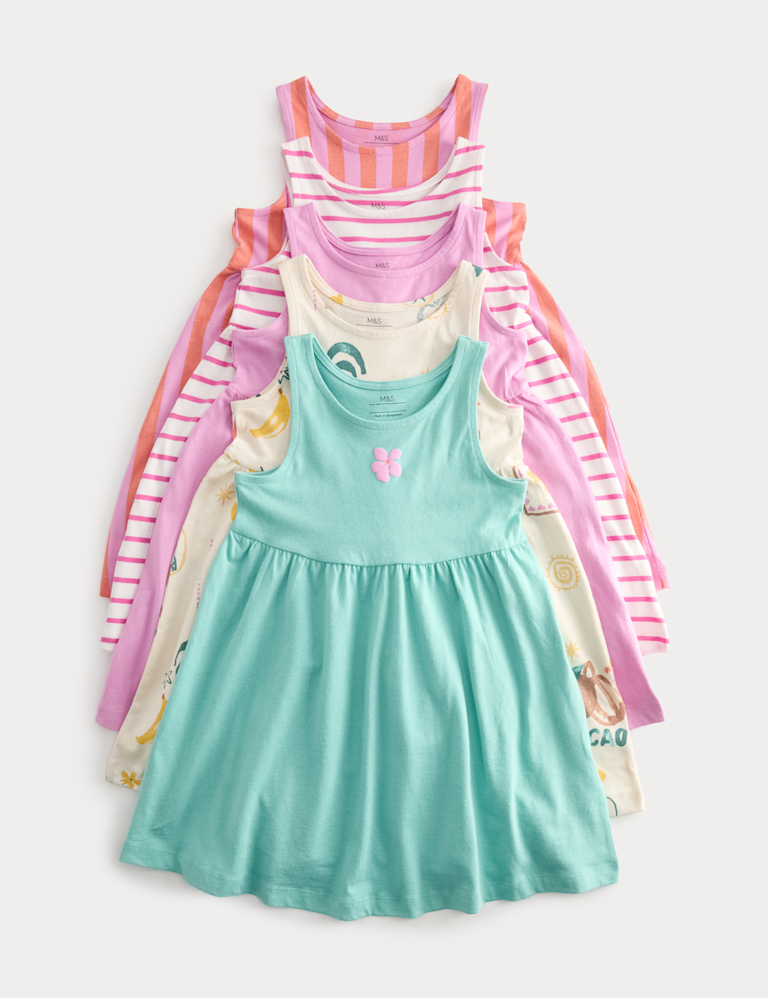 5 Pack Pure Cotton Dresses (2-8 Yrs) 5 Pack Pure Cotton Dresses (2-8 Yrs)