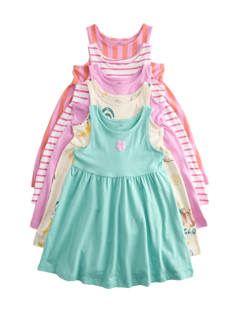 5 Pack Pure Cotton Dresses (2-8 Yrs)