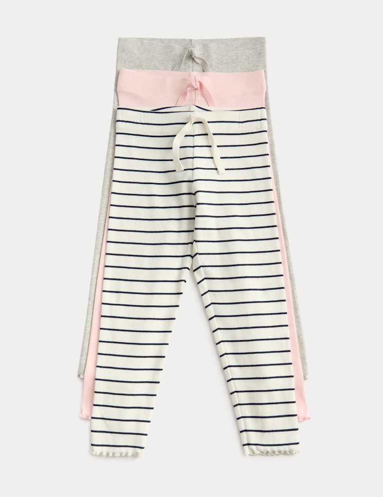 3 Pack Cotton Rich Striped Leggings (2-8 Yrs)