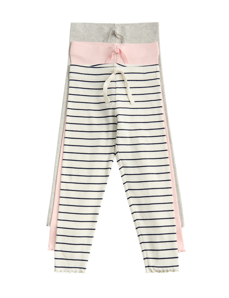 3 Pack Cotton Rich Striped Leggings (2-8 Yrs)