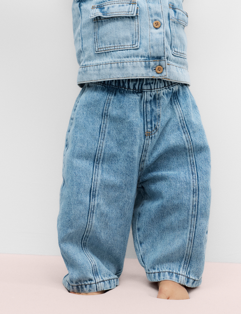 Pure Cotton Barrel Jeans (0-5 Yrs) Pure Cotton Barrel Jeans (0-5 Yrs)