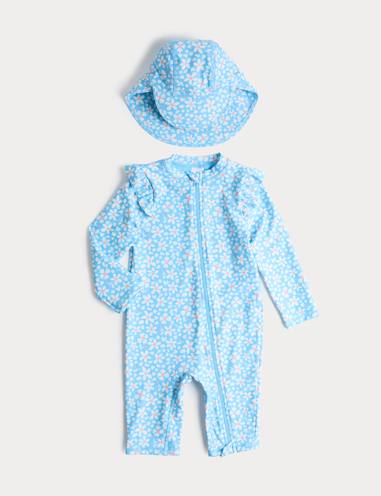 2 Piece Daisy All In One Swimsuit and Hat (0-5 Yrs) 2 Piece Daisy All In One Swimsuit and Hat (0-5 Yrs)