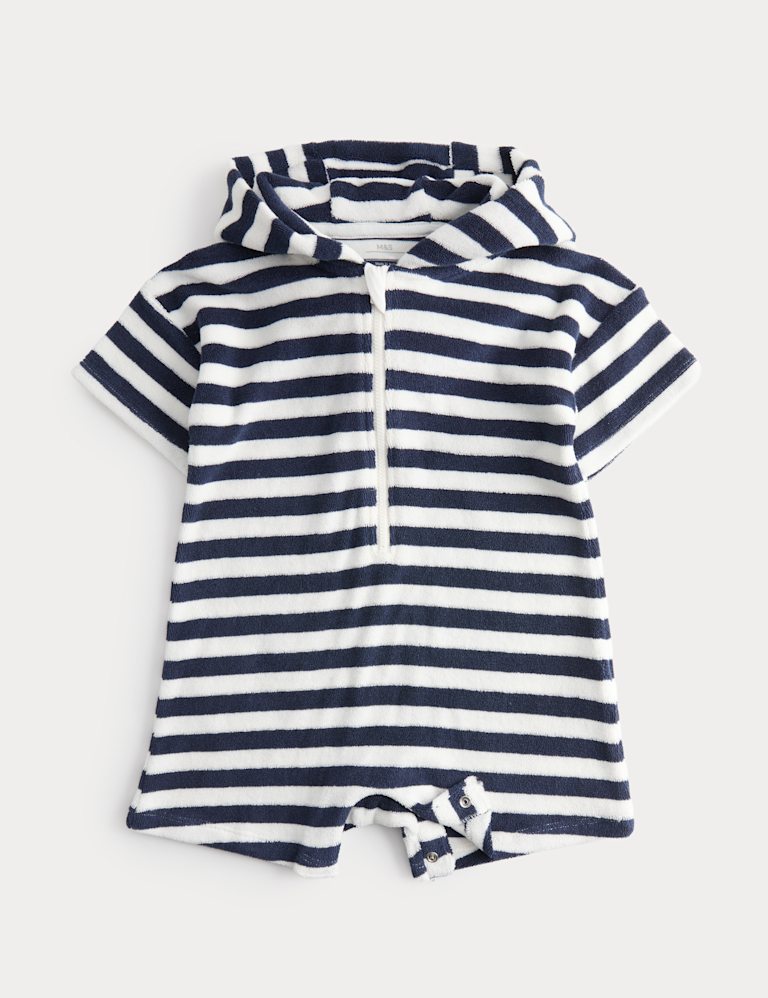 Pure Cotton Striped Towelling All in One (0-3 Yrs)