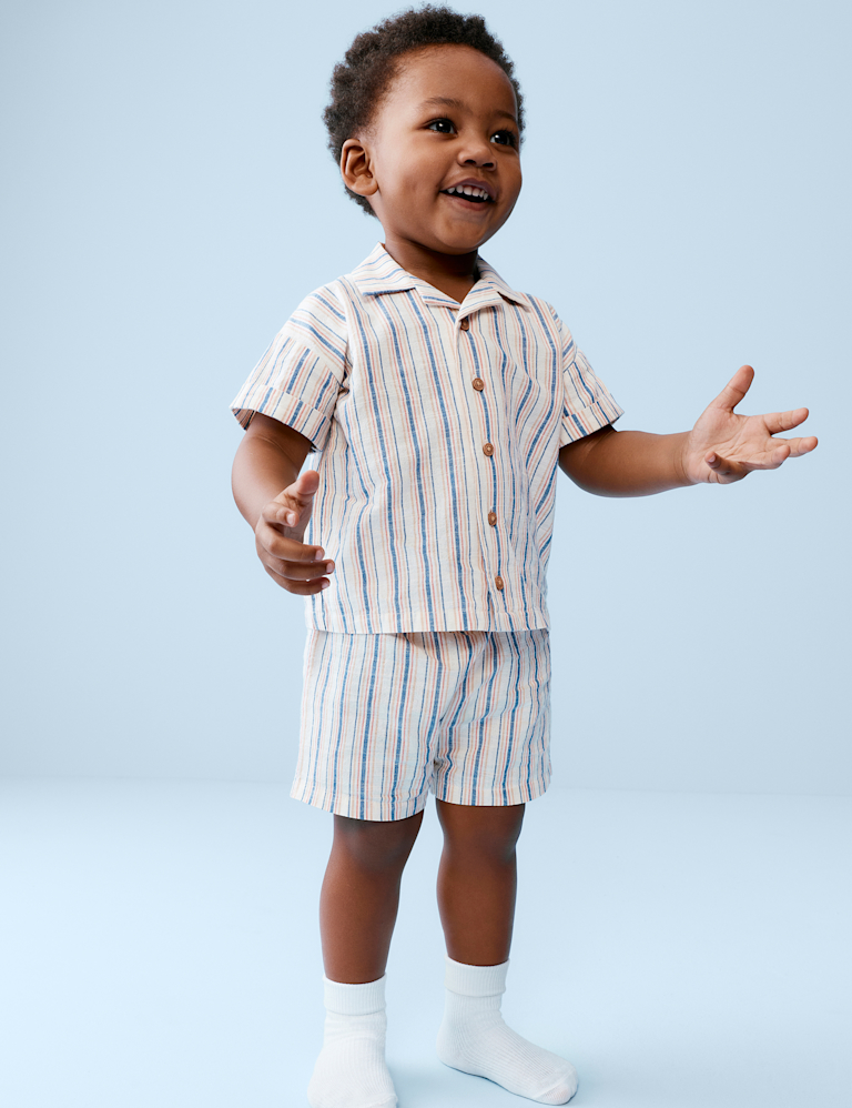 Pure Cotton Striped Top & Bottom Outfit (0-5 Yrs) Pure Cotton Striped Top & Bottom Outfit (0-5 Yrs)