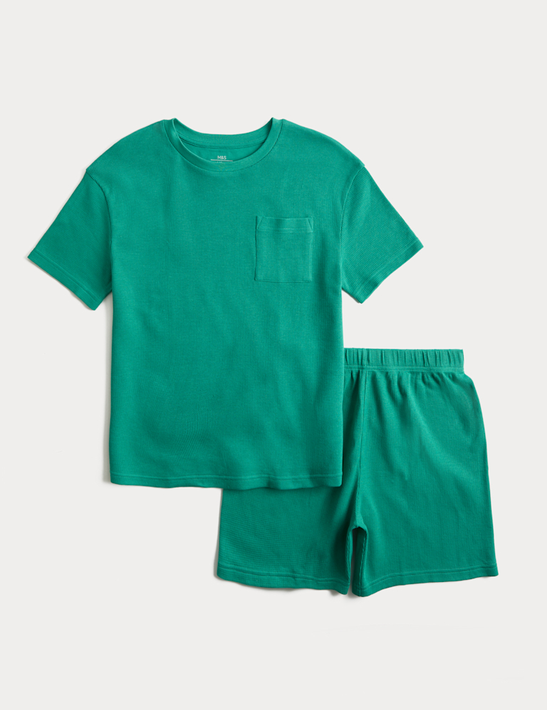 Kids’ Pure Cotton Navy Waffle Short Pyjamas (1-16 Yrs) Kids’ Pure Cotton Navy Waffle Short Pyjamas (1-16 Yrs)