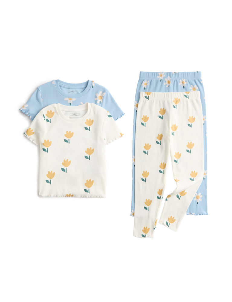 2 Pack Cotton Rich Floral Pyjama Sets (1-8 Yrs)