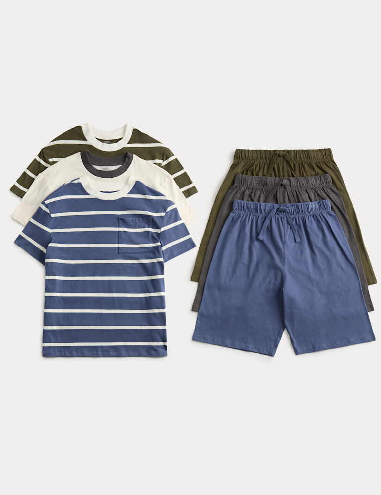 3 Pack Stripe Shorties Pyjama Sets (3-16 Yrs)