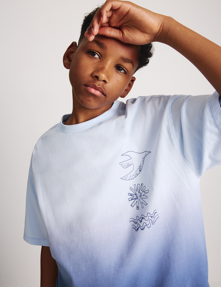 Pure Cotton Ombre Graphic T-Shirt (6-16 Yrs) Pure Cotton Ombre Graphic T-Shirt (6-16 Yrs)