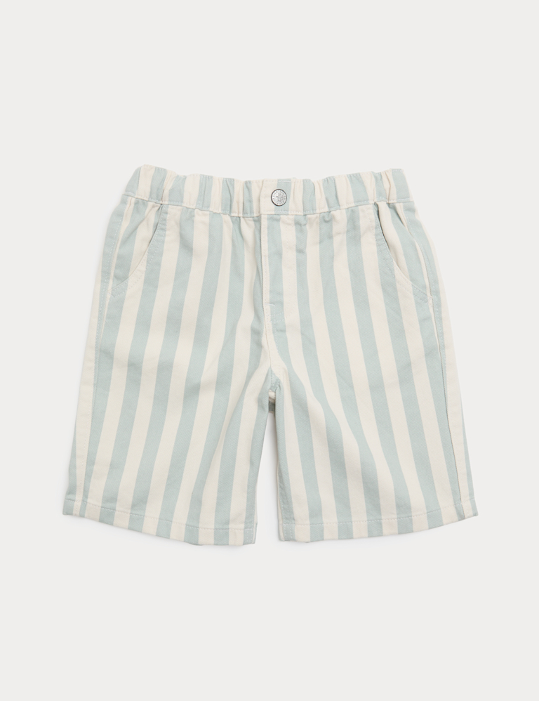 Pure Cotton Denim Striped Shorts (2-8 Yrs)