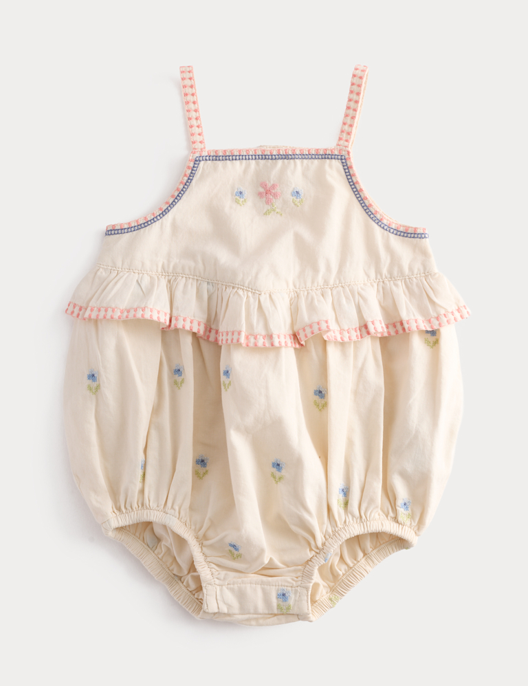 Pure Cotton Floral Embroidery Romper (0-2 Yrs) Pure Cotton Floral Embroidery Romper (0-2 Yrs)