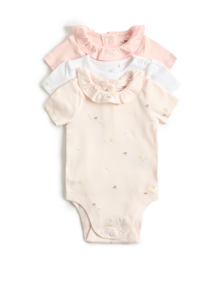 3 Pack Cotton Rich Cupcake Bodysuits (6½lbs-3 Yrs)