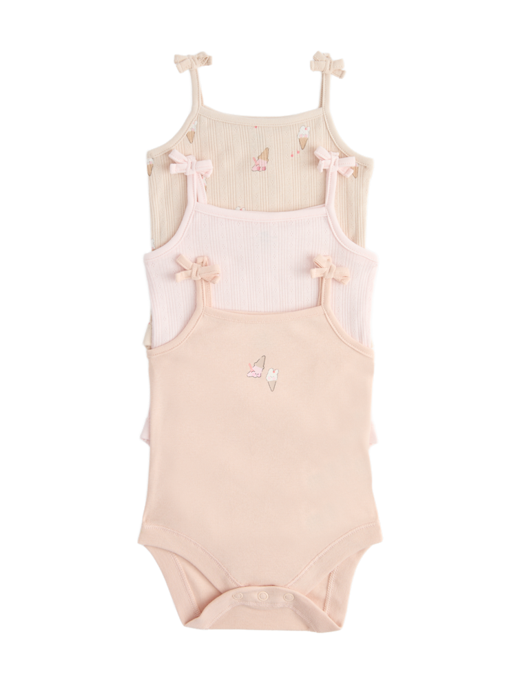3 Pack Pure Cotton Ice Cream Bodysuits (0-36 Mths)