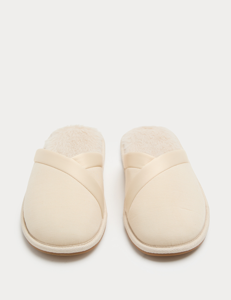 Asymmetric Faux Fur Lined Mule Slippers