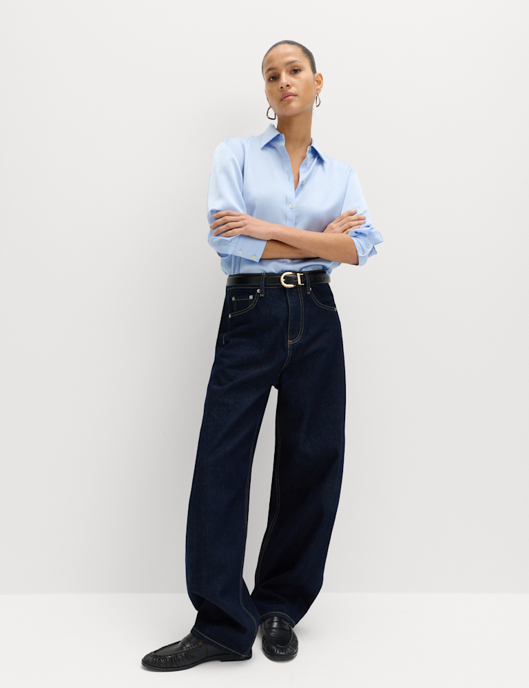 Satin Collared Button Through Shirt Satin Collared Button Through Shirt