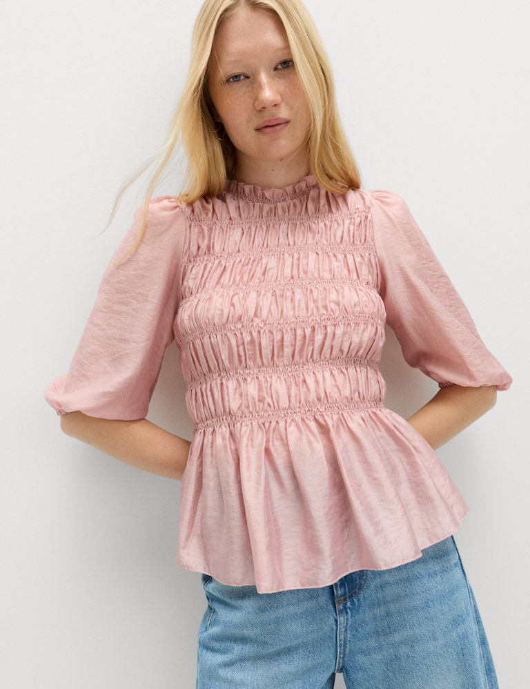 Lyocell Rich Shirred Blouse