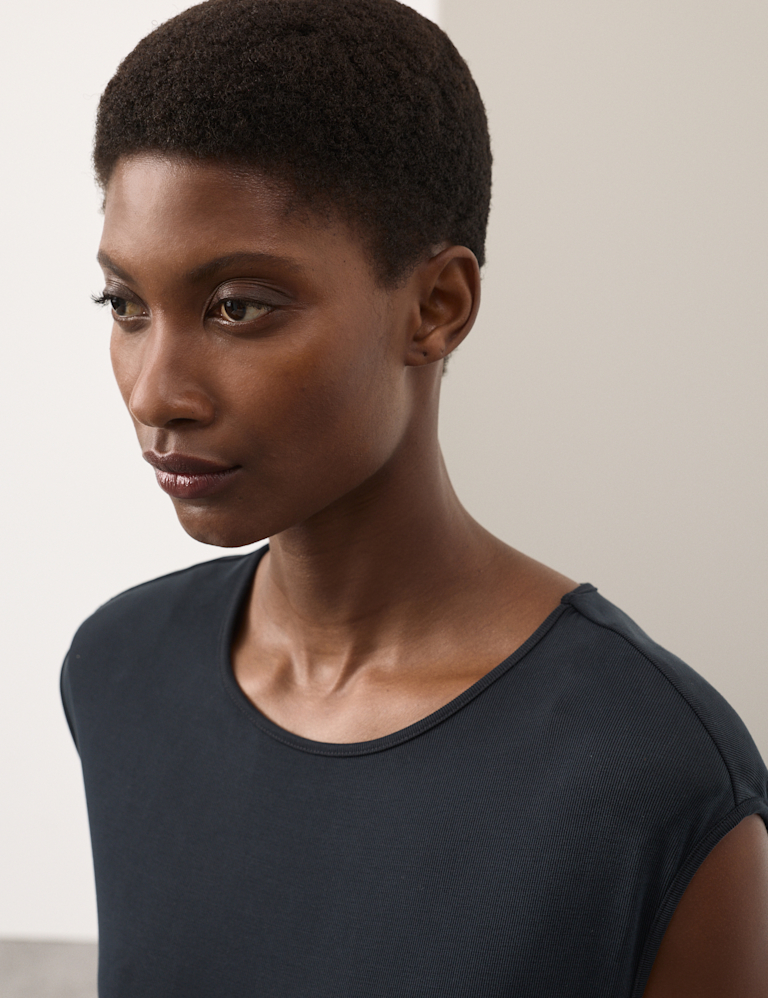 Ribbed Jersey Shoulder Pad Midaxi Dress