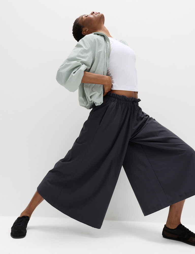 Woven Lightweight High Waisted Wide Leg Culottes