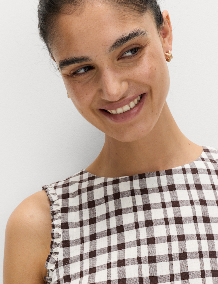 Linen Rich Gingham Vest Top