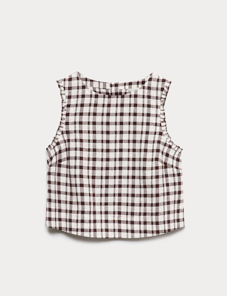 Linen Rich Gingham Vest Top