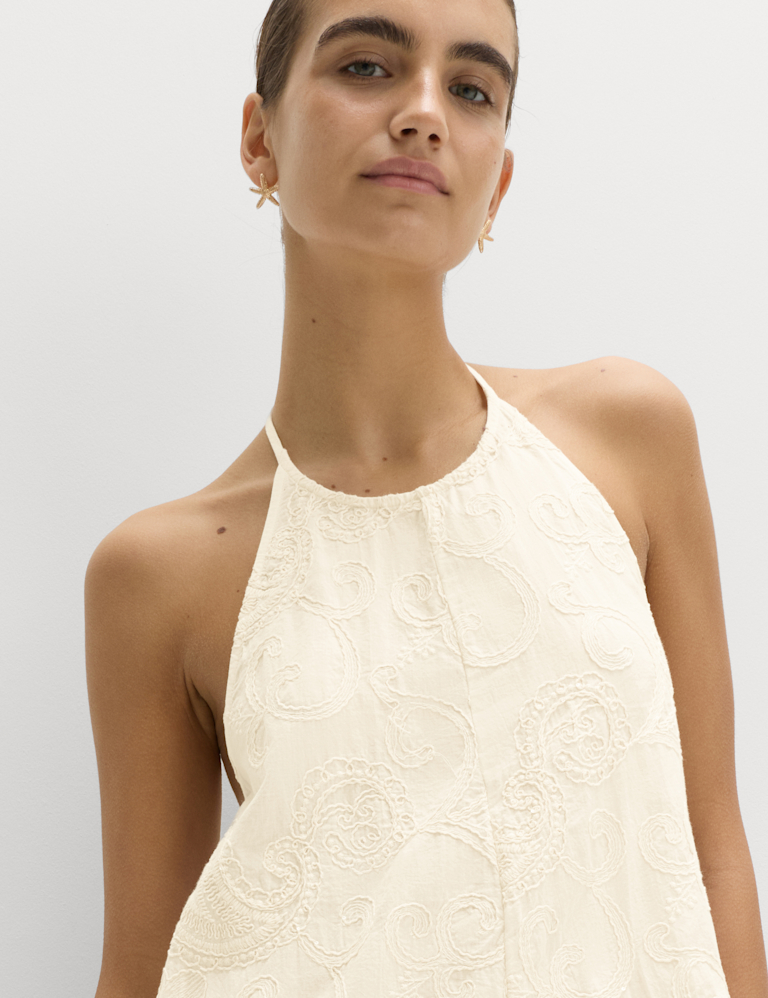 Paisley Embroidered Mini Beach Dress