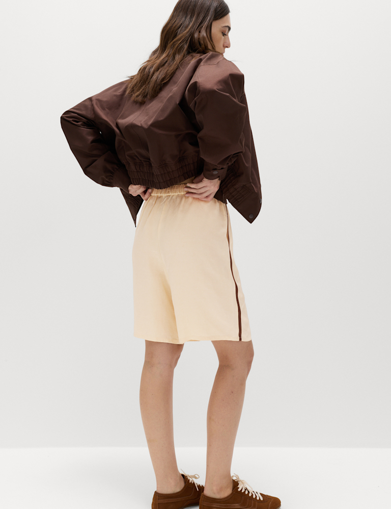 Side Stripe Longline Shorts with Linen