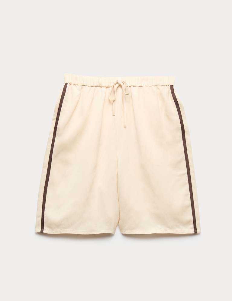 Side Stripe Longline Shorts with Linen