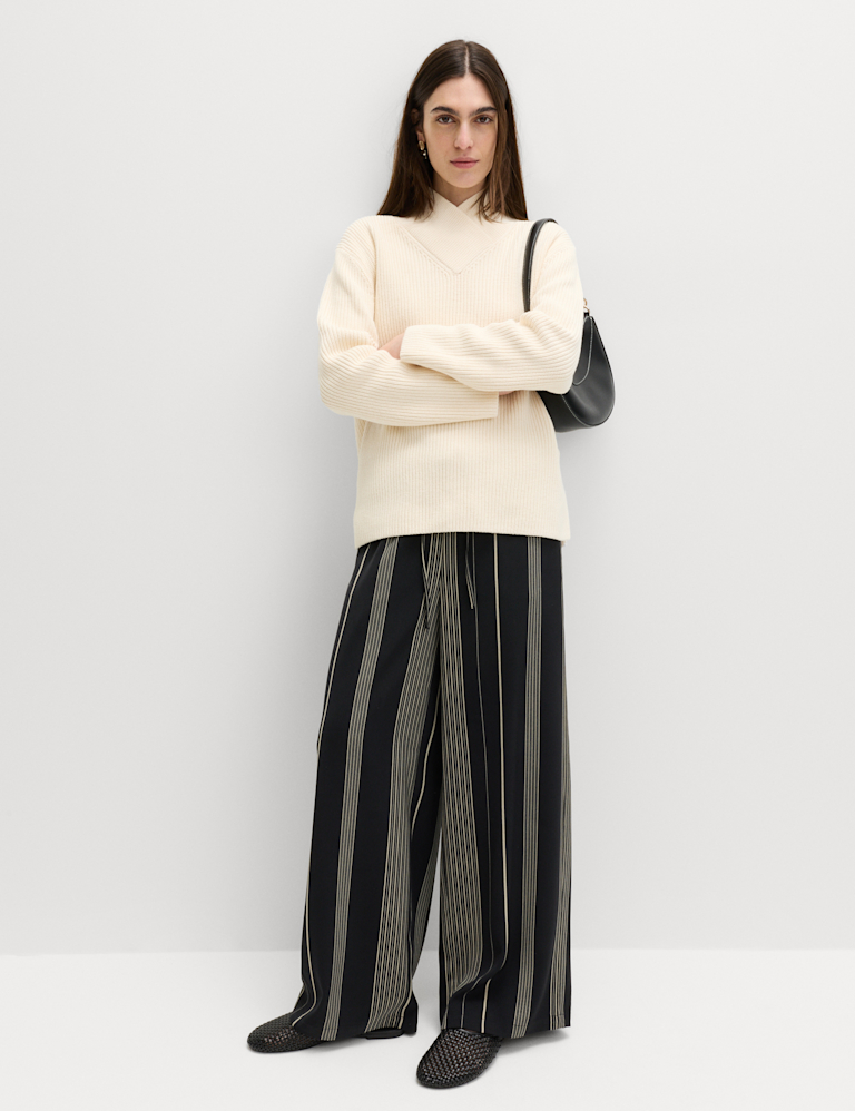 Satin Twill Striped Trousers
