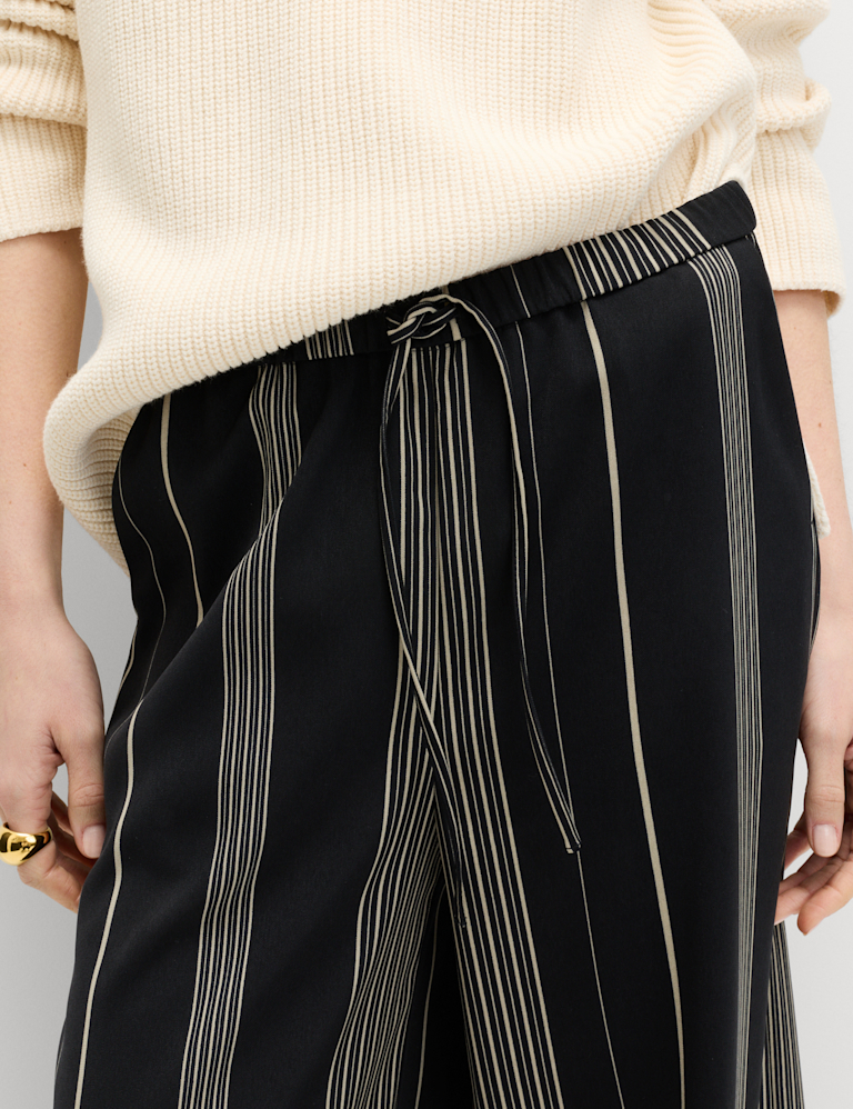 Satin Twill Striped Trousers