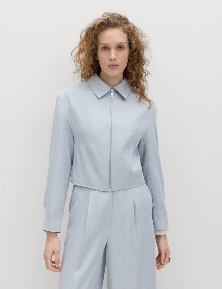 Zip Through Jacket with Linen Zip Through Jacket with Linen