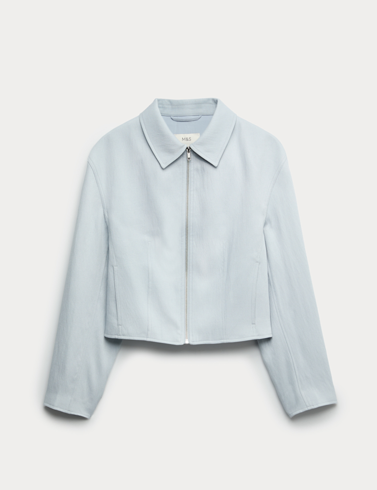 Zip Through Jacket with Linen