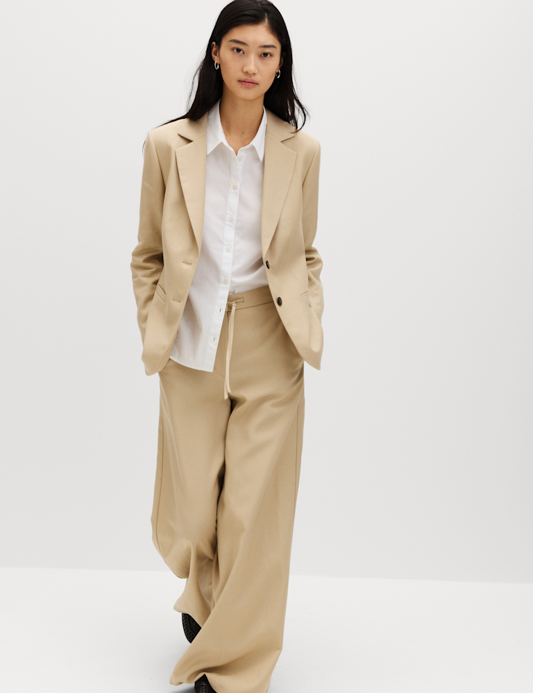 Lyocell Rich Single Breasted Blazer with Linen