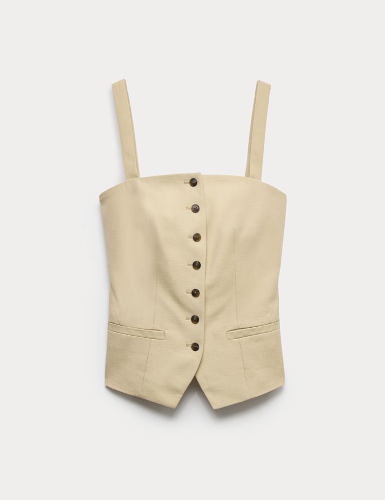 Lyocell Rich Square Neck Waistcoat with Linen
