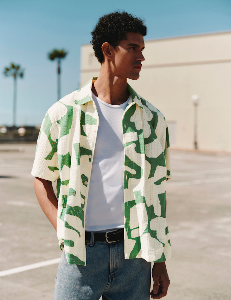 Relaxed Fit Cotton Rich Abstract Print Shirt