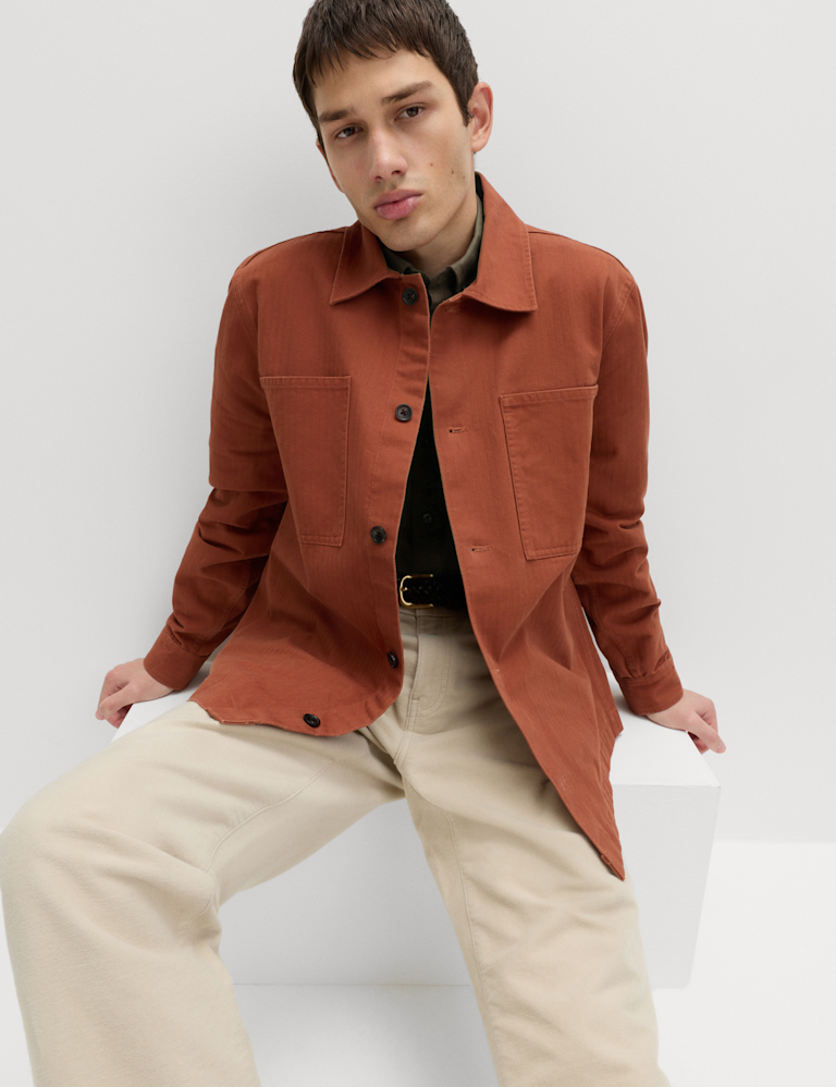Pure Cotton Herringbone Overshirt​
