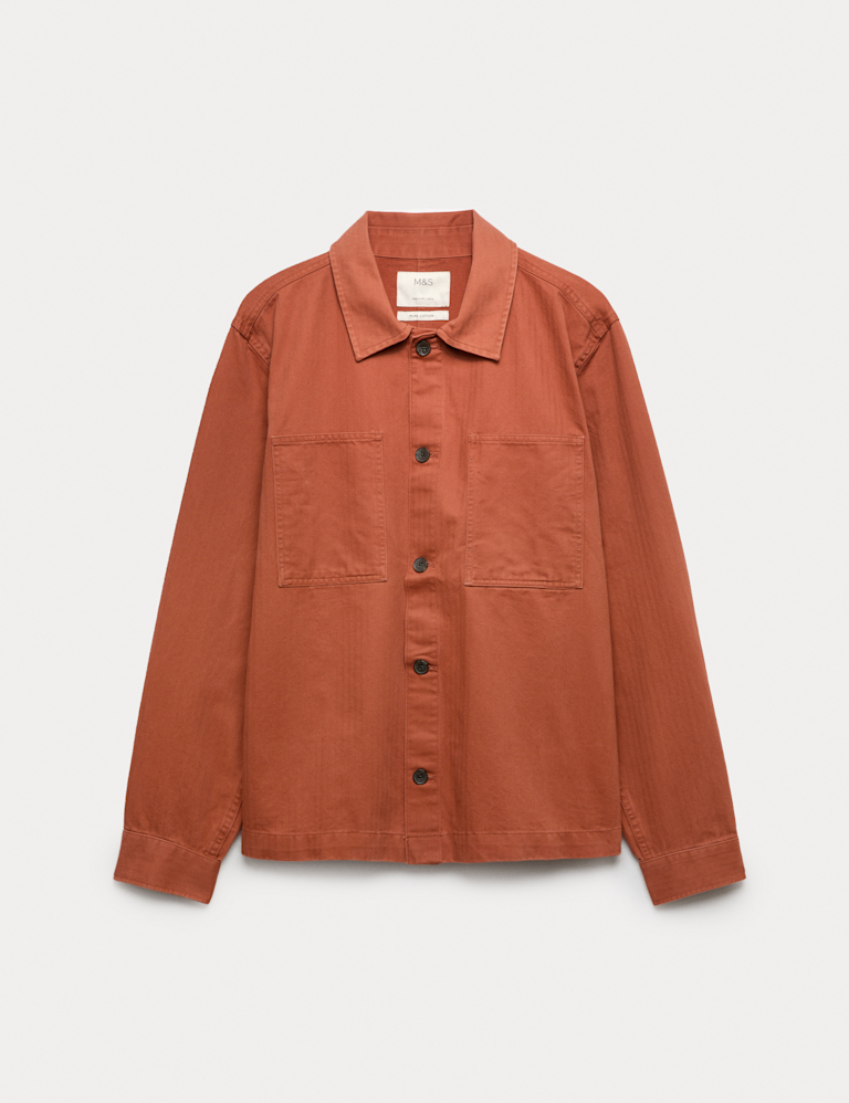 Pure Cotton Herringbone Overshirt​