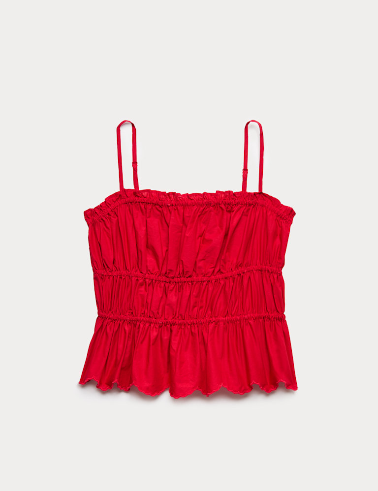Cotton Rich Shirred Cami Vest Top (6-16 Yrs)